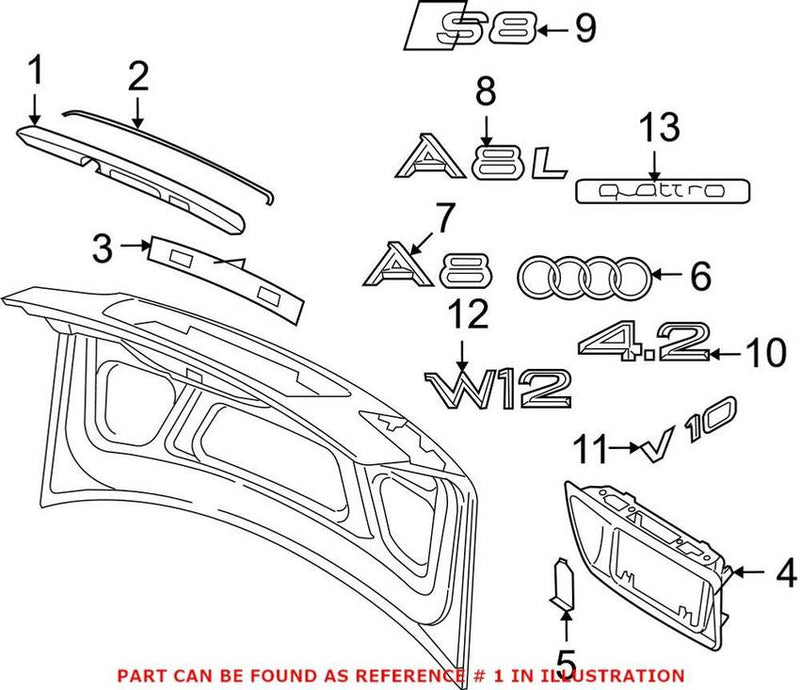 Genuine VW/Audi Deck Lid Handle – Rear 4E0827574M3FZ