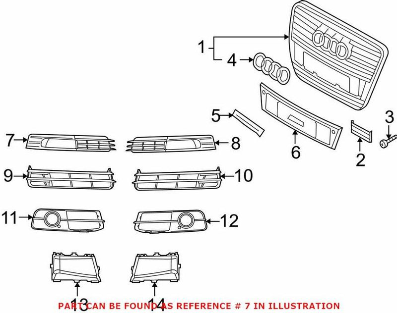 Genuine VW/Audi Grille – Front Passenger Side Outer 4F0807682P01C