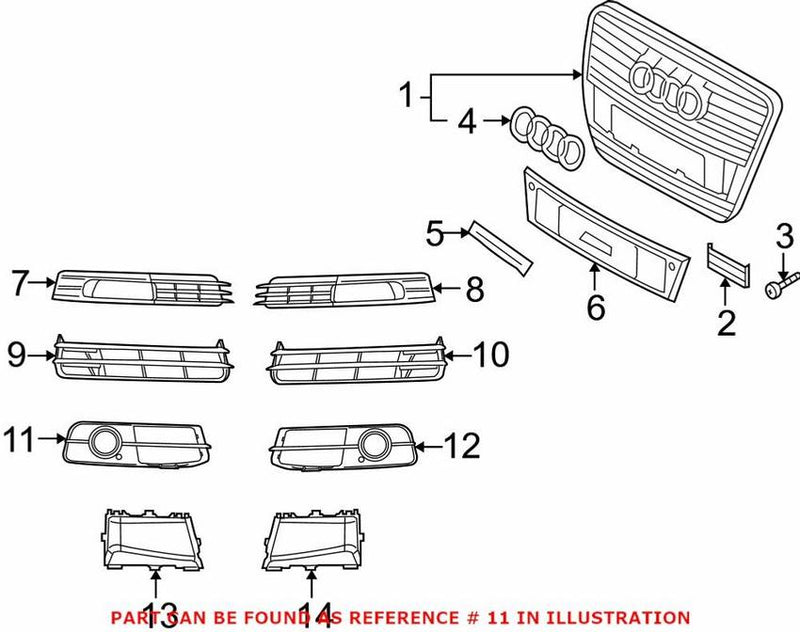 Genuine VW/Audi Grille – Front Passenger Side Outer 4F0807682Q01C