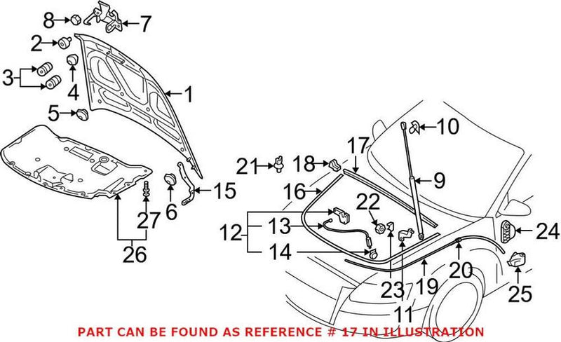 Genuine VW/Audi Hood Seal – Rear 4F0823723