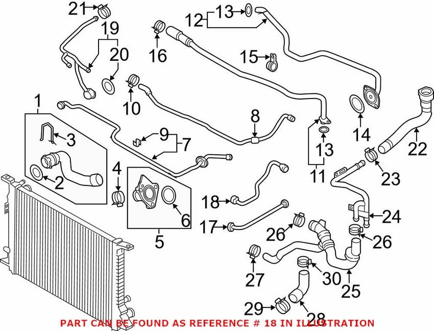 Genuine VW/Audi Engine Coolant Pipe – Rear 4G0121081BT