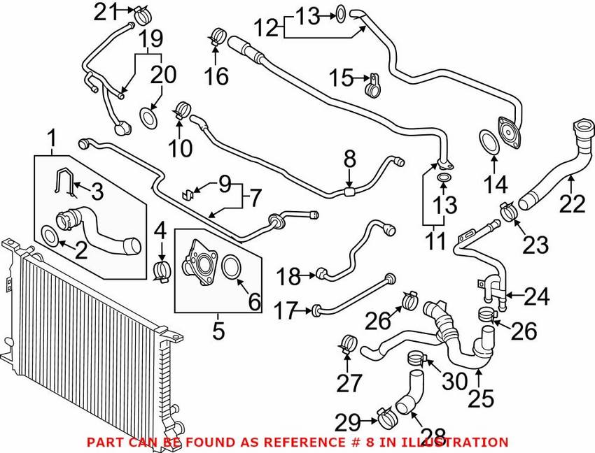Genuine VW/Audi Engine Coolant Pipe – Rear 4G0121081CH