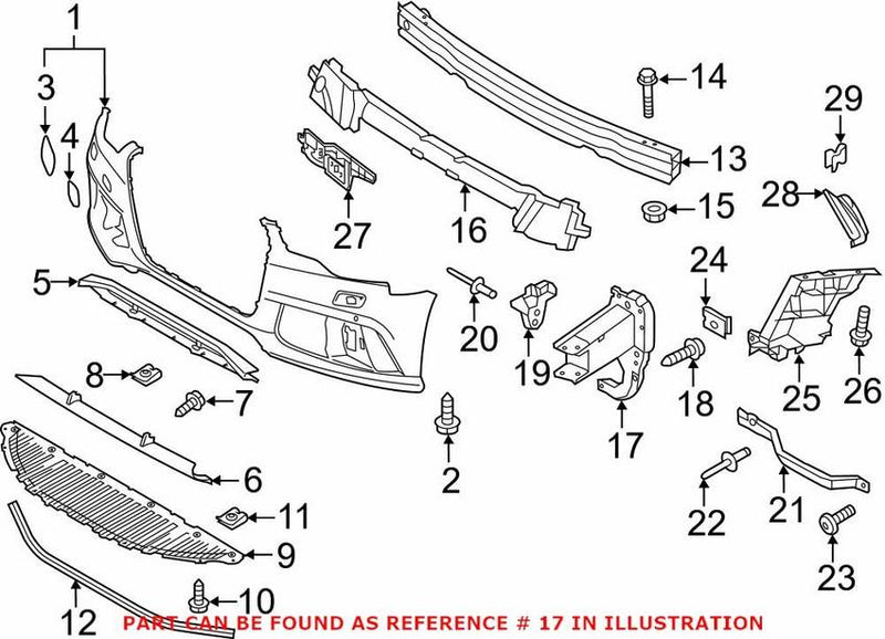 Genuine VW/Audi Bumper Impact Bar Bracket – Front Passenger Side 4G0807134B