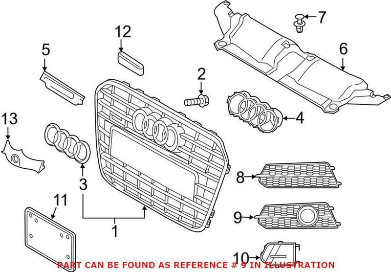 Genuine VW/Audi Grille – Front Driver Side 4G0807647CBMT
