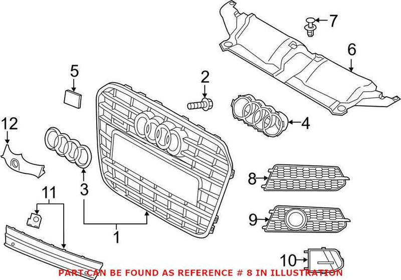 Genuine VW/Audi Grille – Front Driver Side 4G0807647DBMT