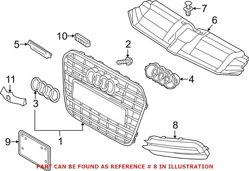 Genuine VW/Audi Grille – Front Passenger Side 4G0807648AT94