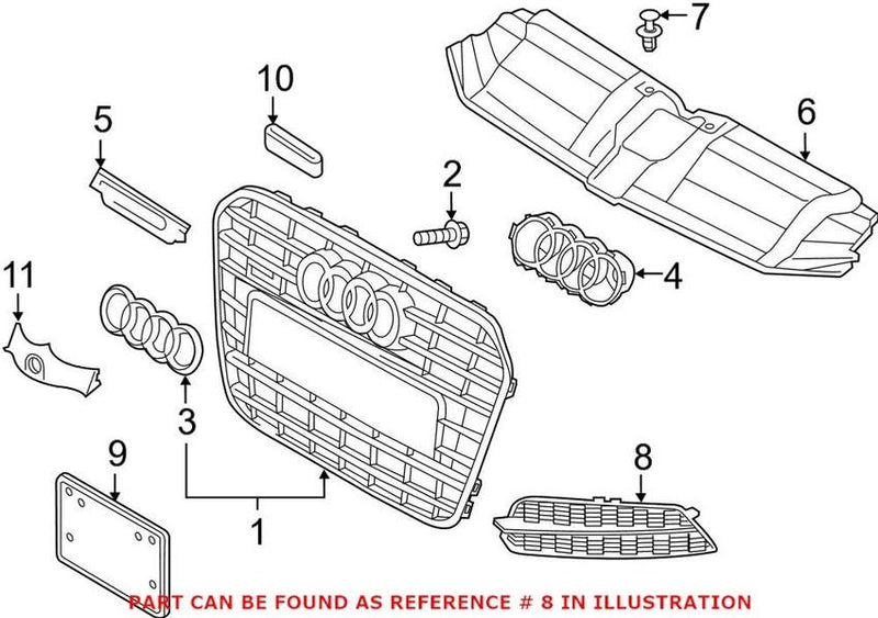 Genuine VW/Audi Grille – Front Passenger Side 4G0807648CBMT