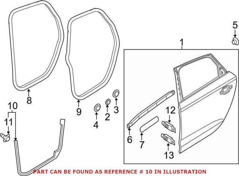 Genuine VW/Audi Door Seal – Rear Driver Side Lower 4G0839717C