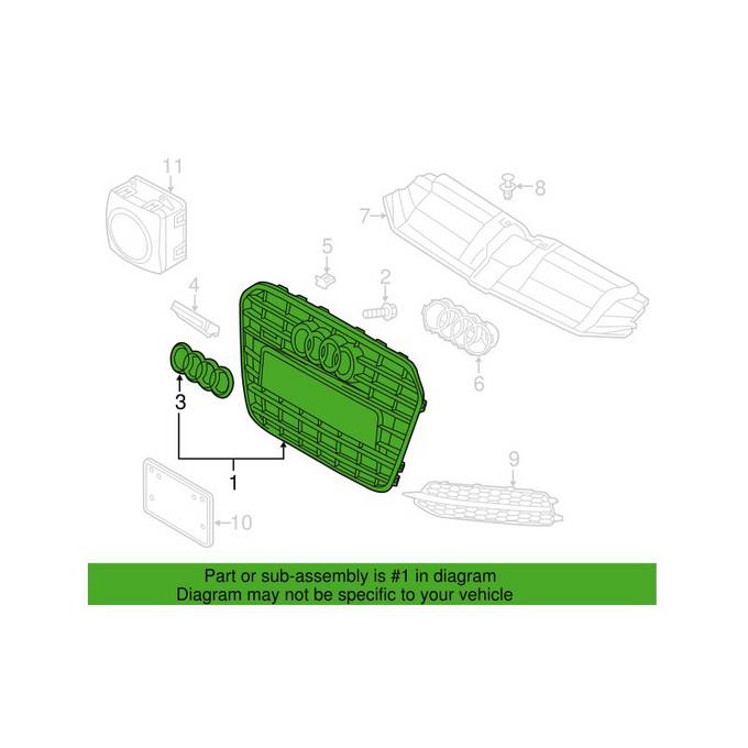 Grille – Front Center (With Camera System) (Gloss Black)