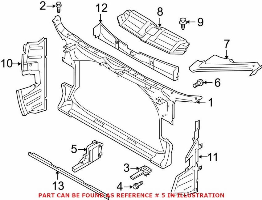 Genuine VW/Audi Radiator Support Bracket – Driver Side 4G8805607