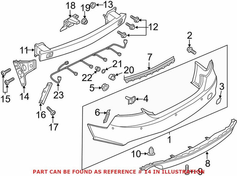 Genuine VW/Audi Bumper Cover Support Rail – Rear Passenger Side 4G8807454A