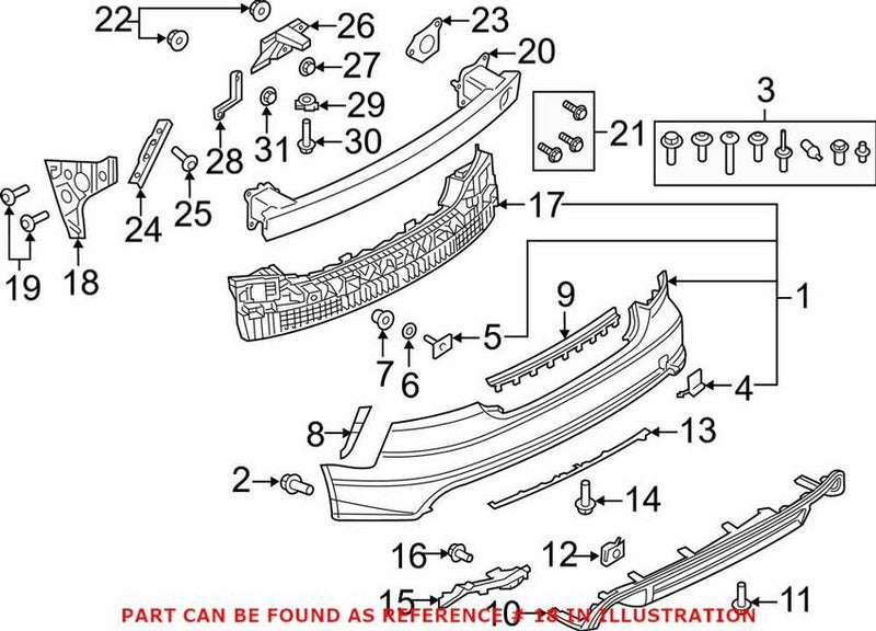 Genuine VW/Audi Bumper Cover Support Rail – Rear Passenger Side 4G8807454B