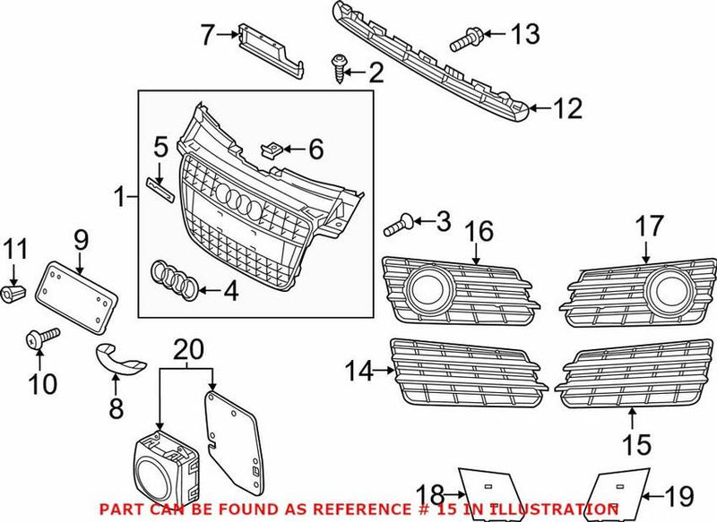 Genuine VW/Audi Grille – Front Driver Side Outer 4G8807681B9B9