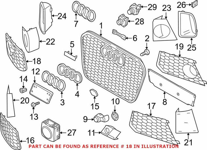 Genuine VW/Audi Grille – Front Passenger Side 4G8807682GT94