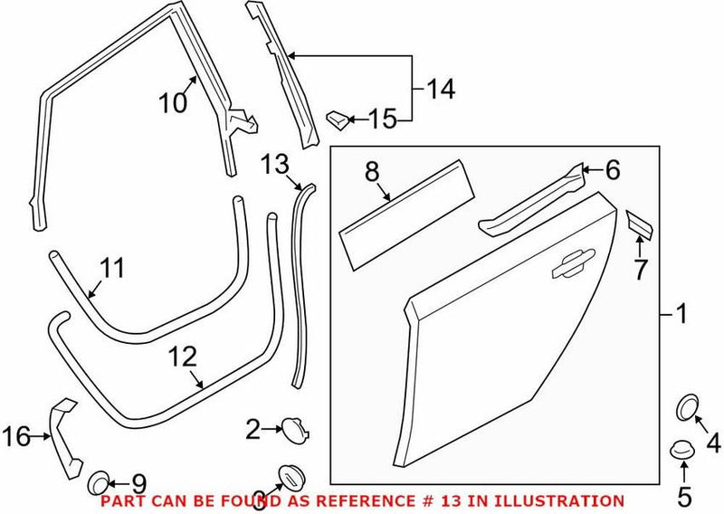 Genuine VW/Audi Door Seal – Rear Driver Side Forward 4G8839717