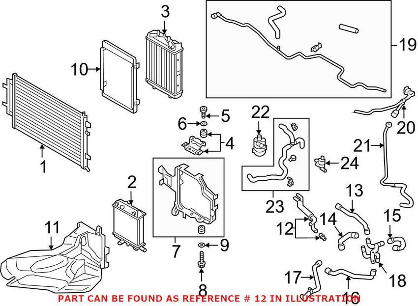 Genuine VW/Audi Engine Coolant Hose 4H0121060G