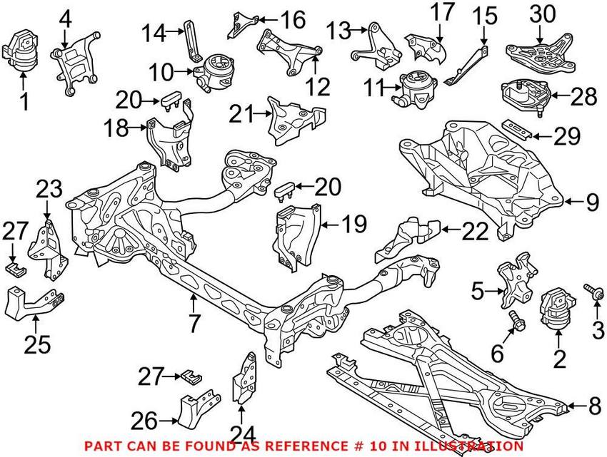 Genuine VW/Audi Automatic Transmission Mount – Front Passenger Side 4H0399152BC