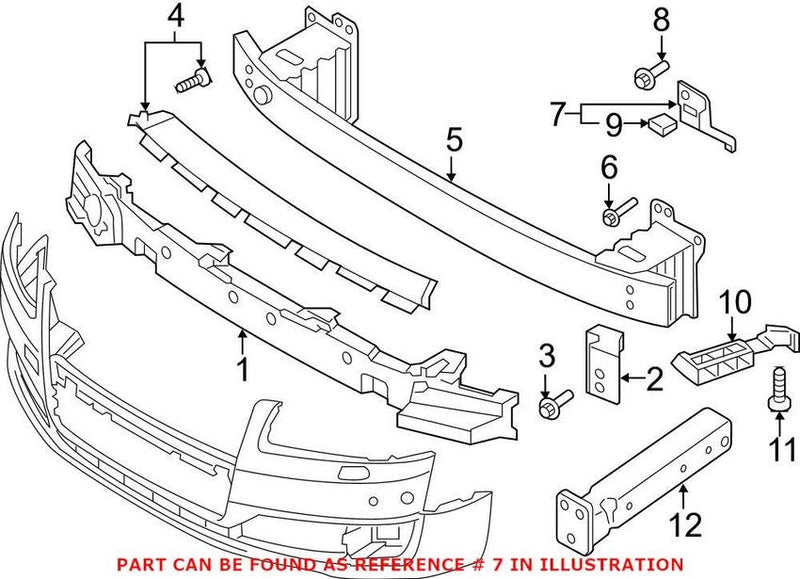 Genuine VW/Audi Bumper Impact Bar Bracket – Front Driver Side 4H0807139A