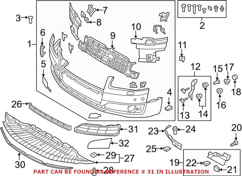 Genuine VW/Audi Grille – Front Driver Side 4H0807679RT94