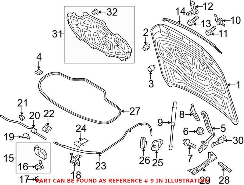 Genuine VW/Audi Hood Lift Support 4H0823359D
