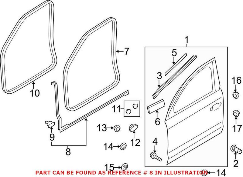Genuine VW/Audi Door Seal – Front Passenger Side 4H0837718B