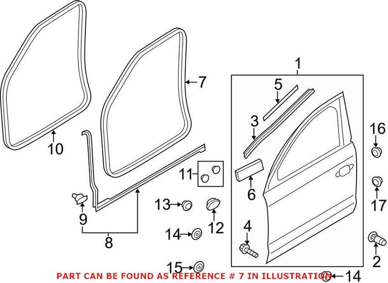 Genuine VW/Audi Door Seal – Front 4H0837911A