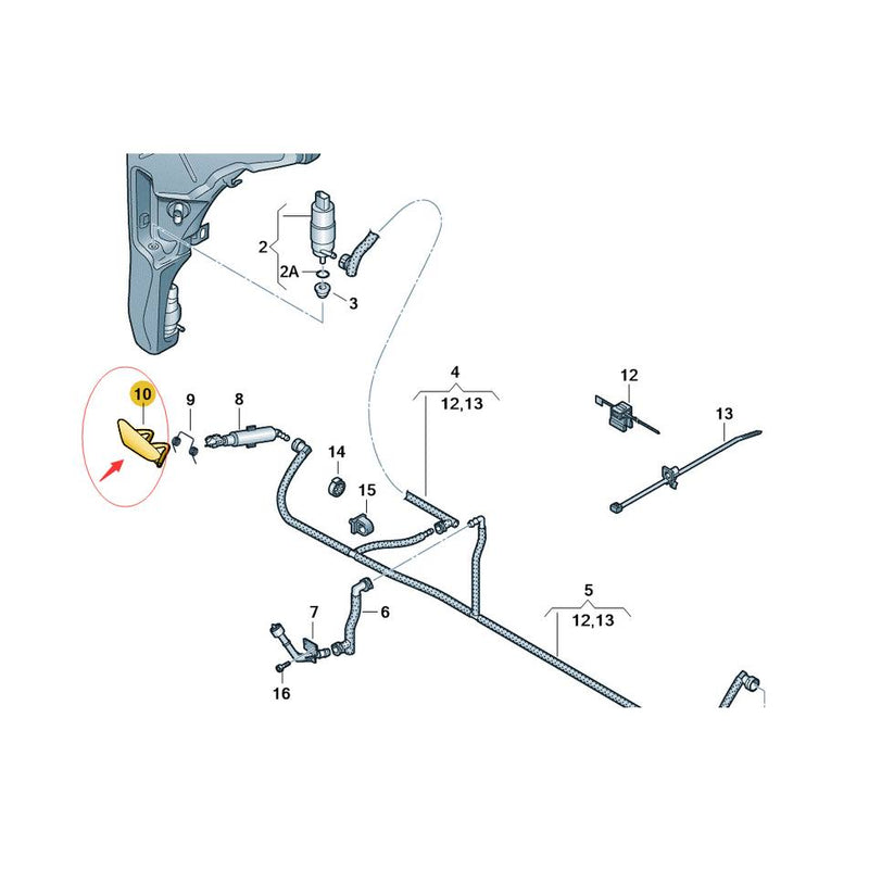 Genuine VW/Audi Headlight Washer Cover – Passenger Side (Un-painted) 4H0955270GRU