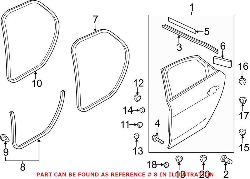 Genuine VW/Audi Door Seal – Rear Passenger Side Outer 4H4839718C