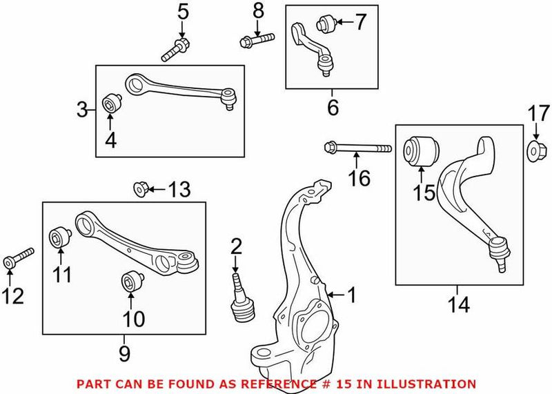 Genuine VW/Audi Suspension Control Arm Bushing – Front Lower Rearward 80A407183