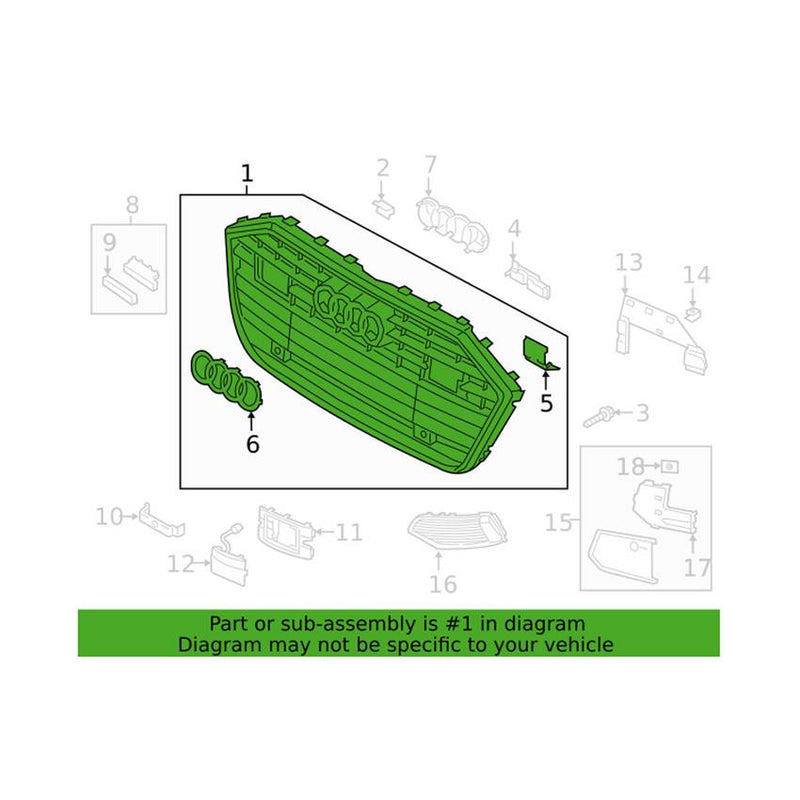 Grille – Front Upper (Without adaptive Cruise) (Dark Chrome Matte)