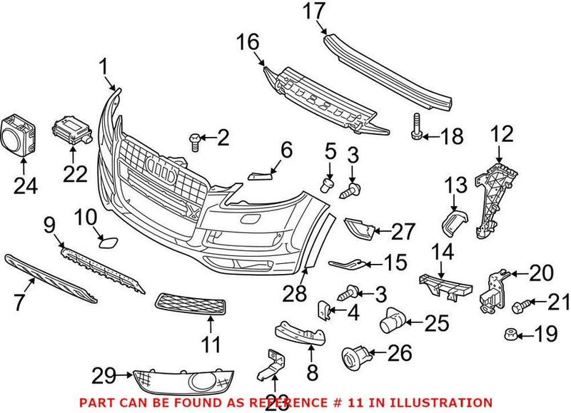 Genuine VW/Audi Grille – Front Driver Side Lower 4L0807697B01C