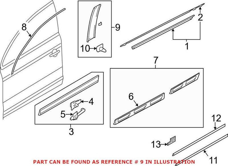 Genuine VW/Audi Door Applique – Front Driver Side 4L0837901A1P9