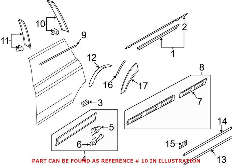 Genuine VW/Audi Door Applique – Rear Driver Side Forward 4L0839901Y9B