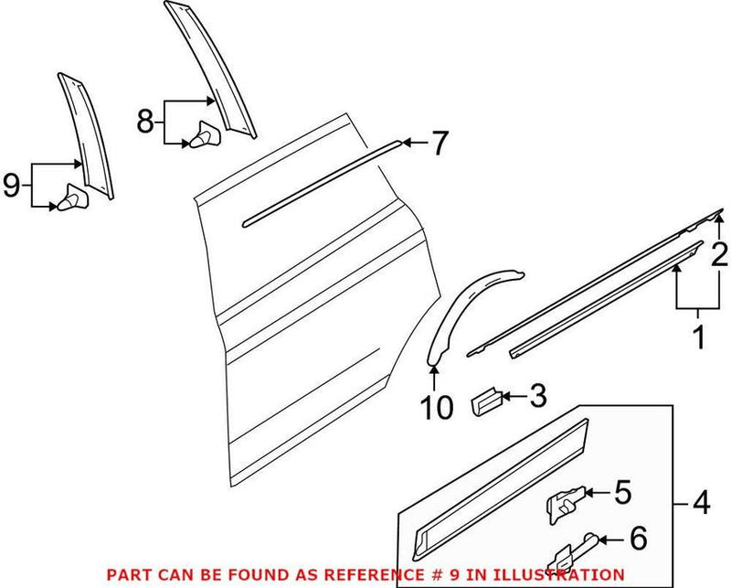 Genuine VW/Audi Door Applique – Rear Driver Side Rearward 4L0839903A1P9