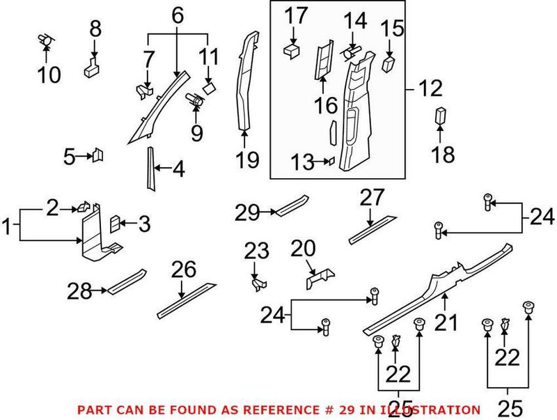 Genuine VW/Audi Door Trim Sill Plate Insert – Rear Driver Side 4L085337501C