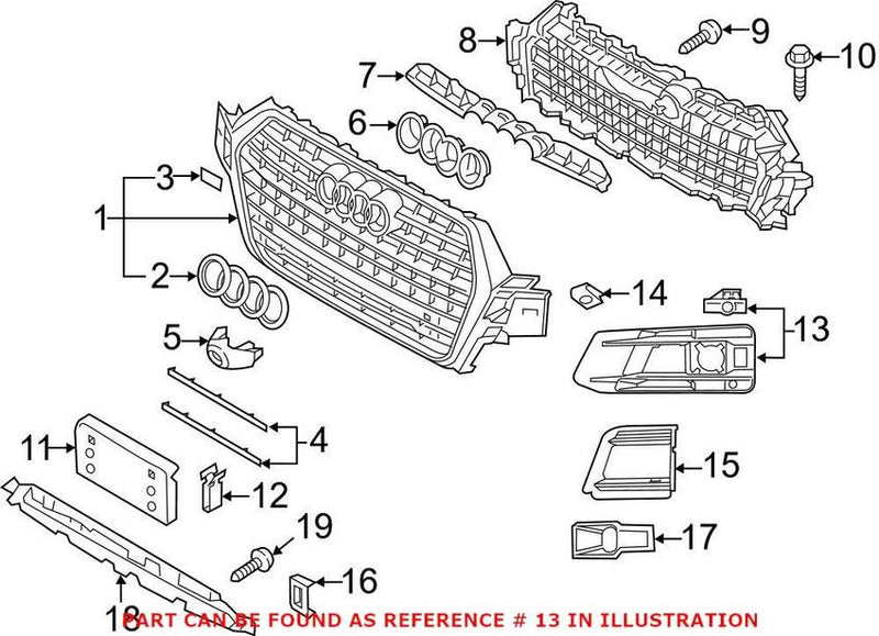 Genuine VW/Audi Grille – Front Passenger Side 4M0807682AAEFA