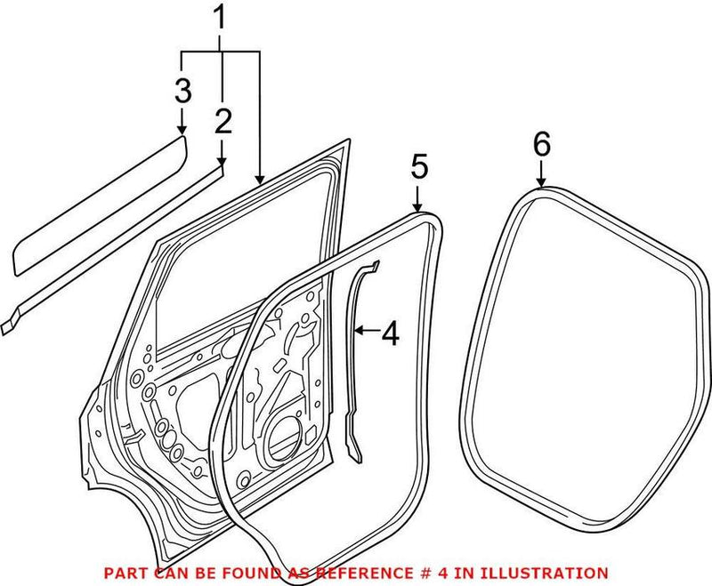 Genuine VW/Audi Door Seal – Rear Passenger Side Forward 4M0839718C