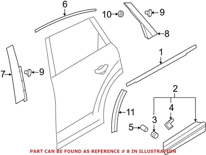 Genuine VW/Audi Door Applique – Rear Passenger Side Rearward 4M0839904