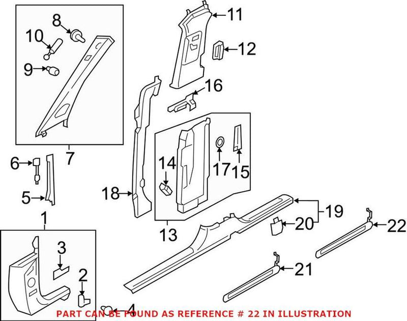 Genuine VW/Audi Door Trim Sill Plate Insert – Rear Driver Side 4M0947417