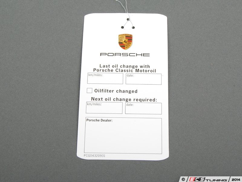 Porsche Classic Oil Change Service Label - 10W-60