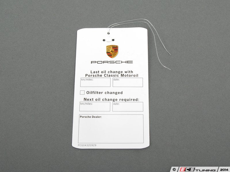 Porsche Classic Oil Change Service Label - 20W-50