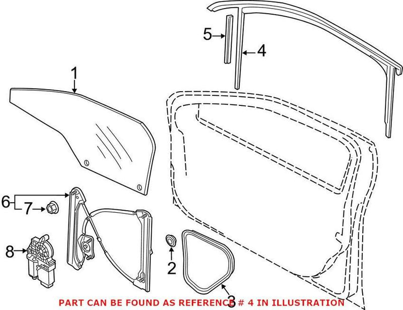 Glass Channel – Front Driver Side Upper (Black/Chrome)
