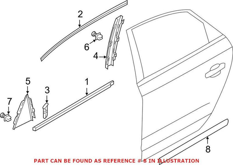VW Trim Strip – Rear Driver Side (Chrome) 561853753A2ZZ