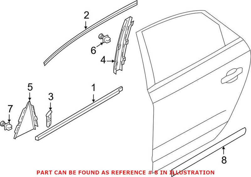 Door Rub Strip – Rear Passenger Side (Chrome)
