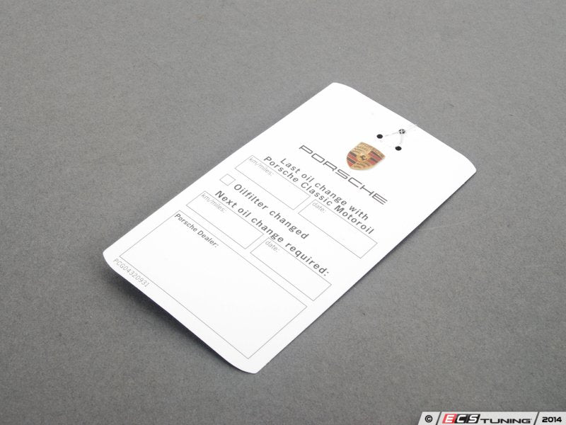 Porsche Classic Oil Change Service Label - 20W-50