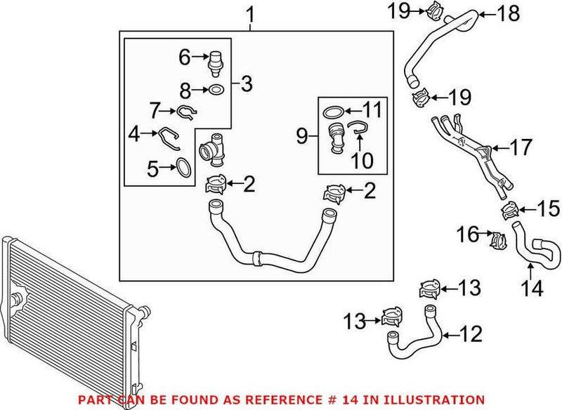 VW Engine Coolant Hose 5C0121063F – Genuine VW/Audi
