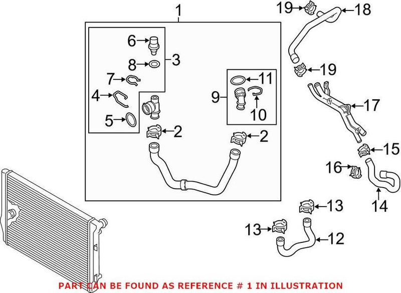 VW Coolant Hose – Lower 5C0122051N