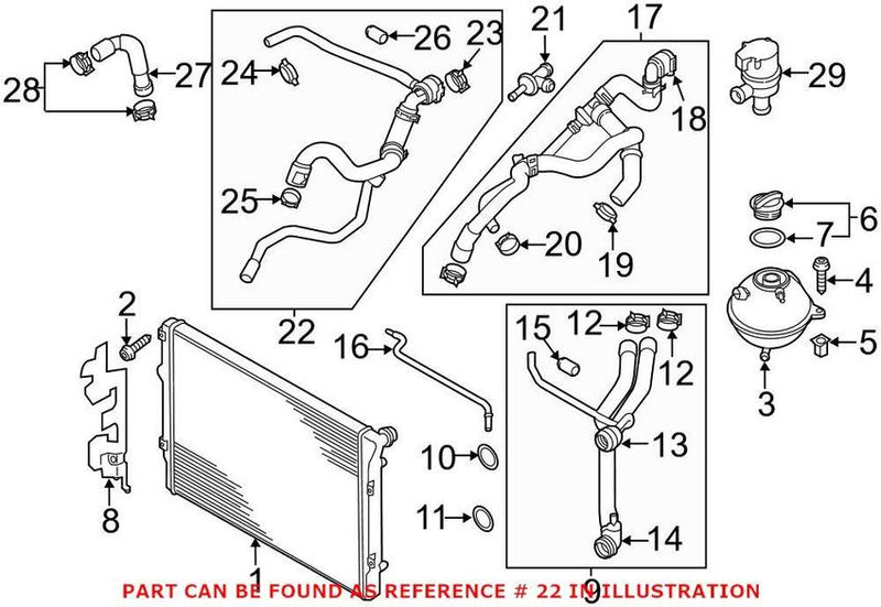 VW Engine Coolant Hose 5C0122157M – Genuine VW/Audi