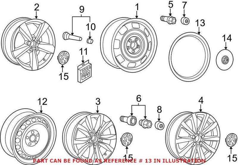 VW Wheel Trim Ring 5C0601157A – Genuine VW/Audi