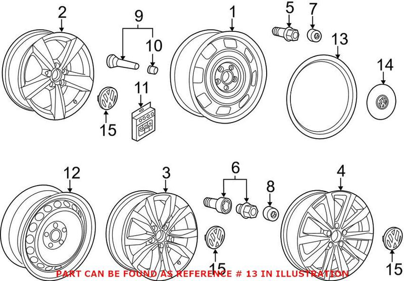 VW Wheel Trim Ring 5C0601157A – Genuine VW/Audi